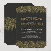 Black & Gold paisley Lace Vrijgezellenfeest Invite Kaart (Voorkant / Achterkant)