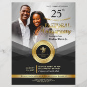Black & Gold Pastoral Jubileum Church Event Flyer (Voorkant)