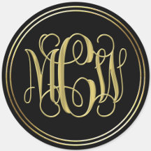 Black Gold Preppy Vine Script Monogram DIY BG
