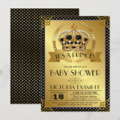 Black Gold Prince Baby shower uitnodiging (Voorkant / Achterkant)