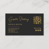 Black & Gold Professional Company Script QR Code Visitekaartje (Achterkant)