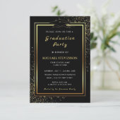 Black Gold QR Code Afstuderen Invitation Sjabloon Kaart (Staand voorkant)