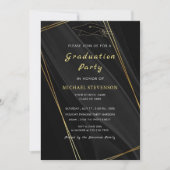 Black Gold QR Code Afstuderen Invitation voorbeeld (Voorkant)