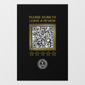 Black Gold QR Code Business Logo Scan naar Review Raamsticker (Vel)