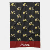 Black & Gold rainbow custom name Theedoek (Verticaal)