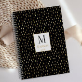 Black Gold Raindrop Moderne Monogramme tendance