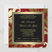 Black Gold Red Damask Fêtes Invitations (Dos)