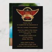 Black Gold Red Winged Crest Photo Afstuderen Kaart (Voorkant / Achterkant)