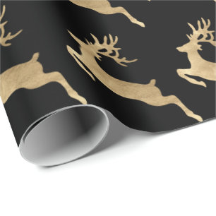 Black Gold Reindeer Feestdagen kerstcadeau Cadeaupapier