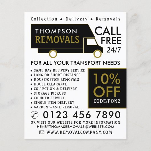 Black & Gold Removal Van Company Adverteren Flyer (Voorkant)