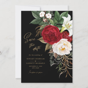 Black Gold Romantic Floral Wedding Save the Date