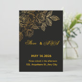 Black & Gold Romantic Wedding Invitation | Elegant (Debout devant)