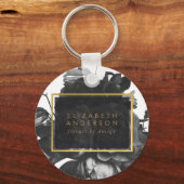 Black Gold Rose Bouquet Merch Business Sleutelhanger (Voorkant)