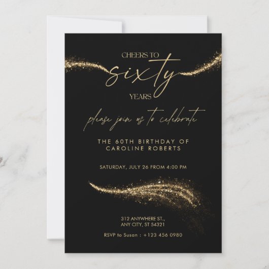 Black & Gold Royal 60th Birthday Invitation   (Devant)