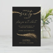 Black & Gold Royal 60th Birthday Invitation   Kaart (Staand voorkant)