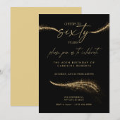 Black & Gold Royal 60th Birthday Invitation   Kaart (Voorkant / Achterkant)