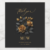Black Gold Rozen Gothic Wedding Wijn Etiket (Enkel label)