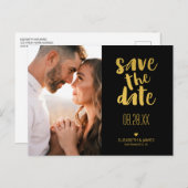 Black Gold Rustic Modern Save the Date Photo Briefkaart (Voorkant / Achterkant)