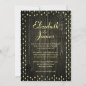 Black & Gold Rustic Wood Wedding Invitations (Devant)