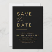 Black Gold Save the Date Elegant Minimalist Script (Voorkant)