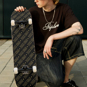 Black & Gold School Afstuderen jaarpatroon Skateboard