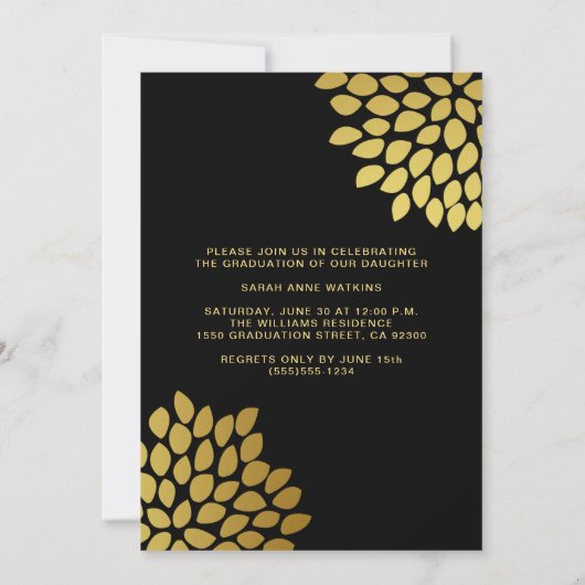 Black Gold Script 3-foto-Afstuderen Kaart (Achterkant)