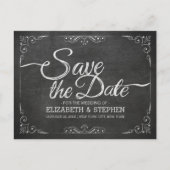 Black Gold Script Chalkboard Weddenschap Save the  Aankondigingskaart (Voorkant)