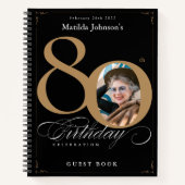 Black Gold Script Elégant 80e Anniversaire Livre d (Devant)