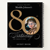 Black Gold Script Elégant 80e Anniversaire Livre d (Dos)