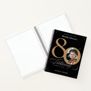 Black Gold Script Elégant 80e Anniversaire Livre d