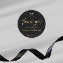 Black Gold Script Grand Opening Logo Bedankt