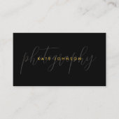 Black Gold Script Kalligrafie Handtekening QR-code Visitekaartje (Voorkant)