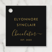 Black Gold Script Milk Chocolate Ingredients Bedankjes Labels (Voorkant)