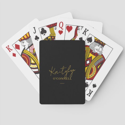 Black Gold Script Naam Spel Nacht Pokerkaarten (Achterkant)