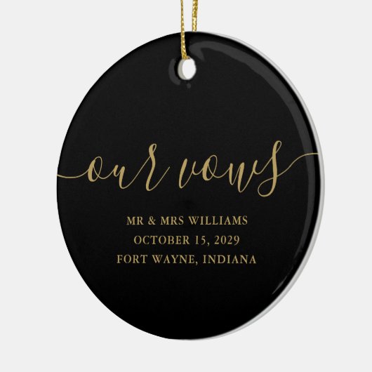 Black Gold Script Zijne en Hers Weduwen Keramisch Ornament (Links)