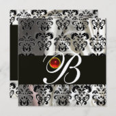 BLACK GOLD SILK DAMASK CLOTH MONOGRAM RED RUBY KAART (Voorkant / Achterkant)