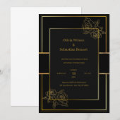 Black Gold Simple Faire-part de mariage (Devant / Derrière)