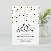 Black & Gold Simple Hundred 100e verjaardag Kaart (Staand voorkant)