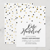 Black & Gold Simple Hundred 100e verjaardag Kaart (Voorkant / Achterkant)