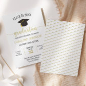 Black Gold Simple Modern Afstuderen Invitation Kaart