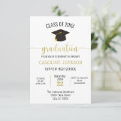 Black Gold Simple Modern Afstuderen Invitation Kaart (Staand voorkant)