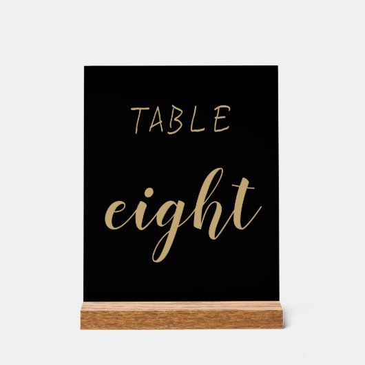 Black Gold Simple Modern Cute Numéro de table (Recto)