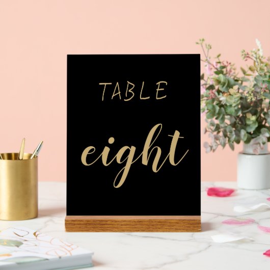 Black Gold Simple Modern Cute Numéro de table (Mariage)