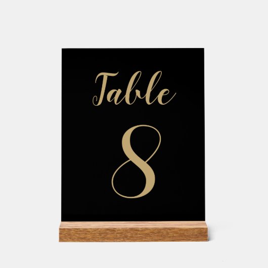 Black Gold Simple Modern Cute Numéro de table (Recto)