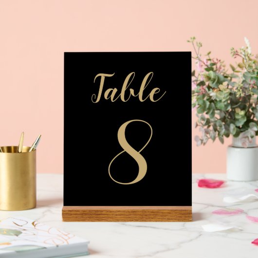 Black Gold Simple Modern Cute Numéro de table (Mariage)