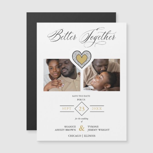 Black & Gold Sophisticated Better Together Quote (Voorkant / Achterkant)