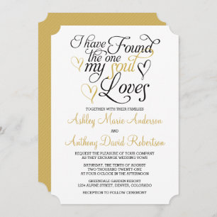 Black Gold Soul Aime Faire-part de mariage coeur