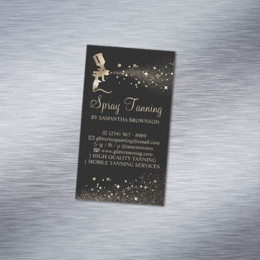Black Gold Sparkle Painter Logo Spray Tan Magnetisch Visitekaartje (Voorbeeld)