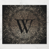 Black Gold Sparkle Snowflake Monogram Bier Etiket (Enkel label)