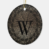 Black Gold Sparkle Snowflake Monogram Winter Keramisch Ornament (Links)